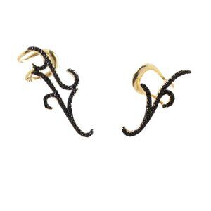 nOir Jewelry Up The Ear Pave Climber Earrings Gold & Black